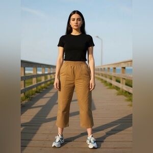 Ac-tiv-ology dark khaki Cargo Utility Pant cotton spandex LARGE stretch highrise